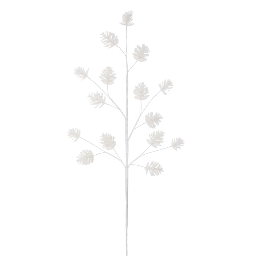 QG231111 24 in. Artificial White Pinecone Glitter Spray - 6 Per Bag