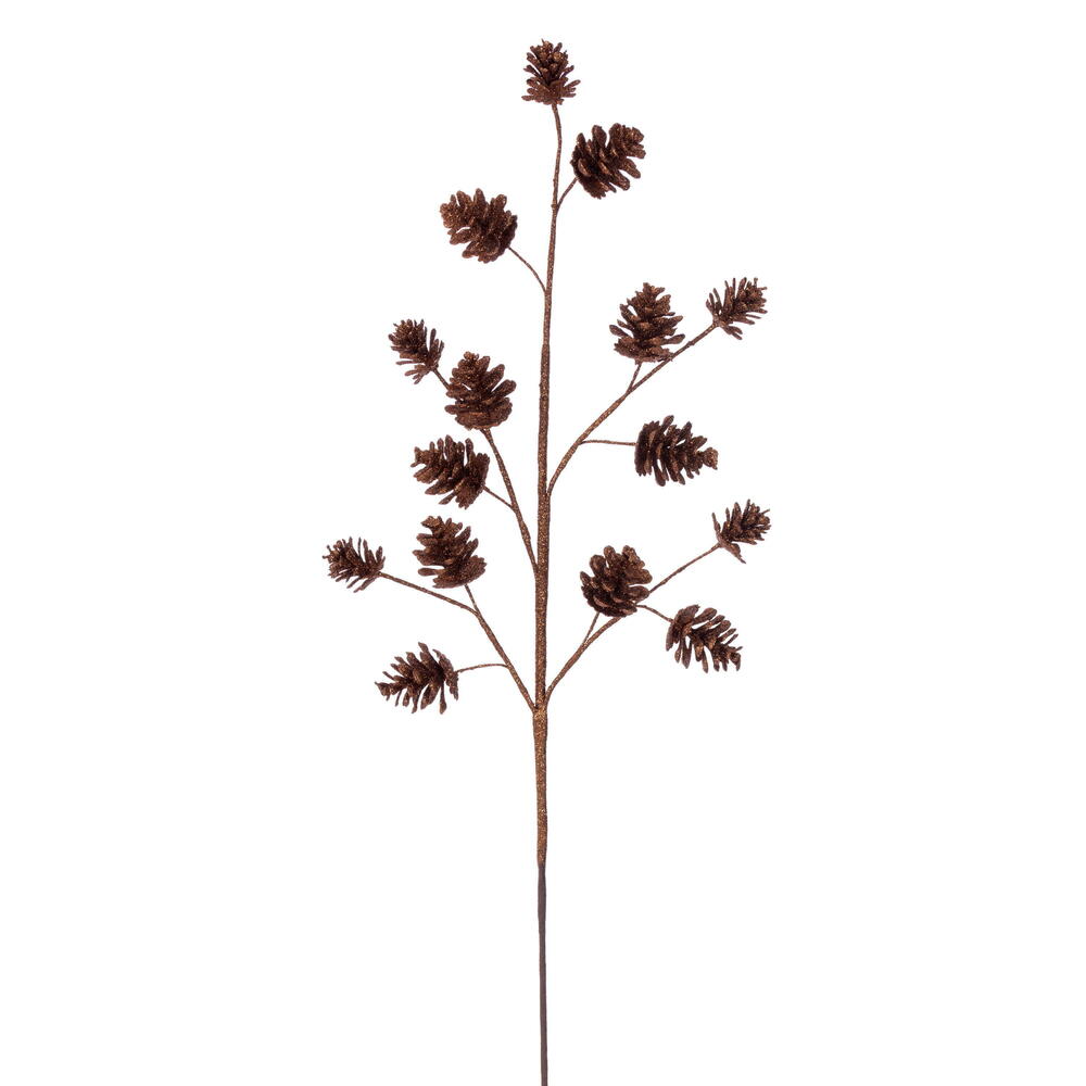 QG231188 24 in. Artificial Copper Pinecone Glitter Spray - Bag of 6