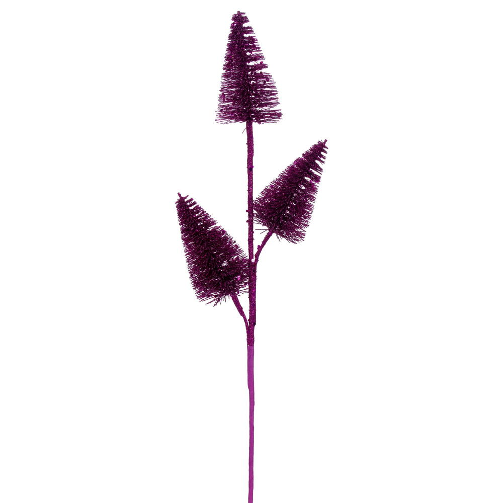 RX230370 20 in. Artificial Fuchsia Glitter Cone Tree Spray - 6 Piece