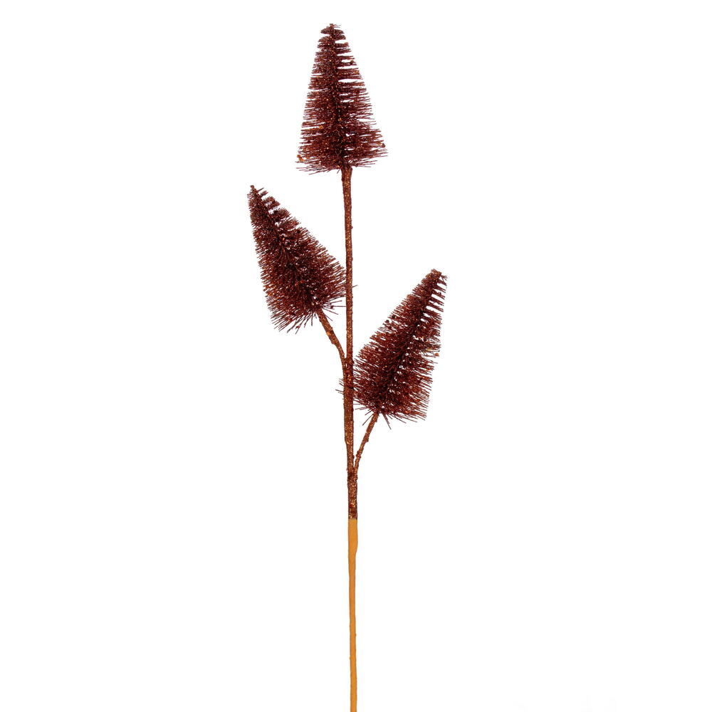 RX230388 20 in. Artificial Copper Glitter Cone Tree Spray - 6 Piece