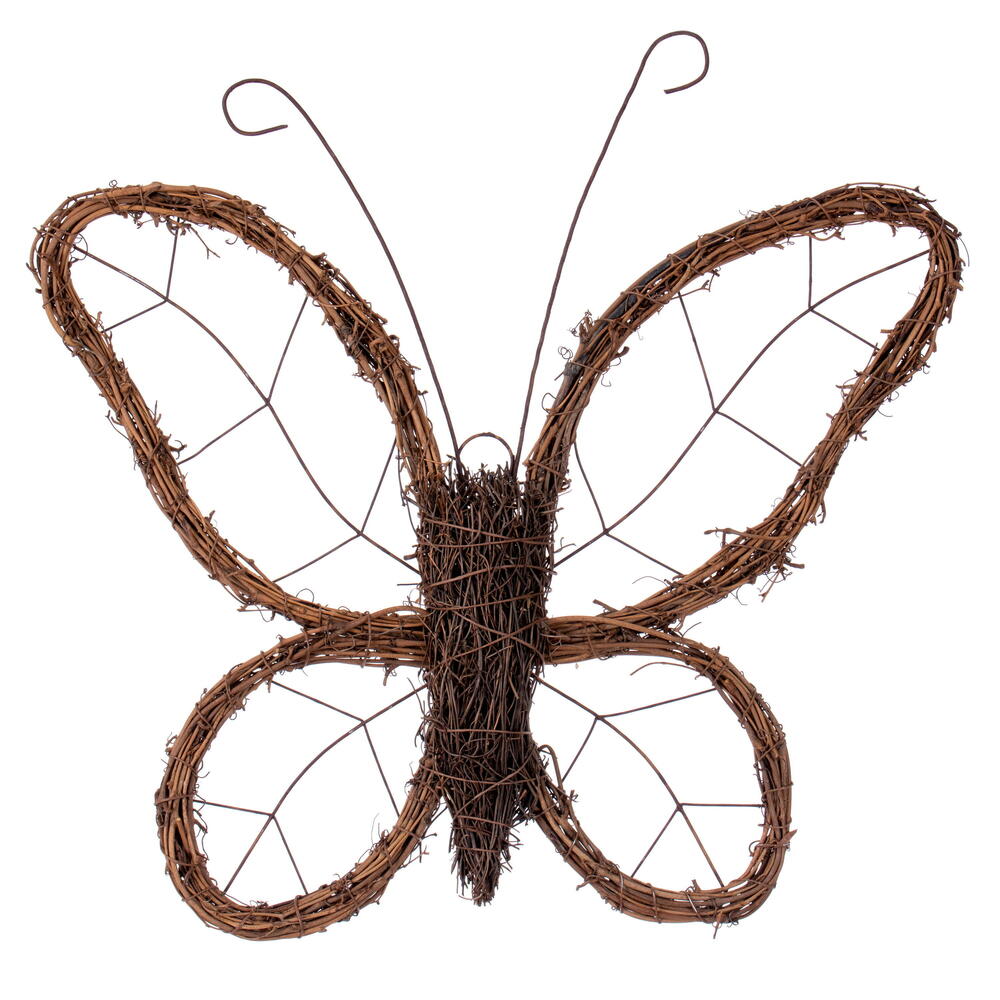 FPQ242113 13 in. H Butterfly Outline Wreath - Brown