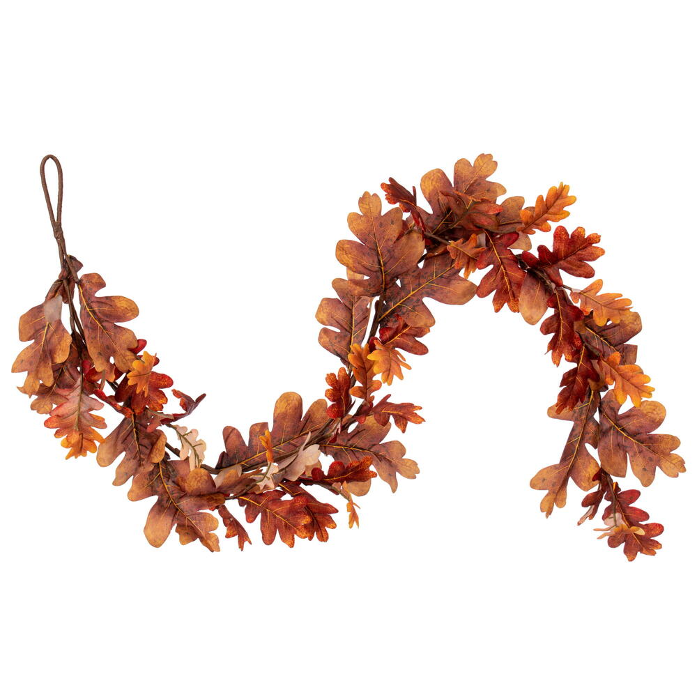 FT240372 60 in. Orange Autumn Oak Leaf Garland