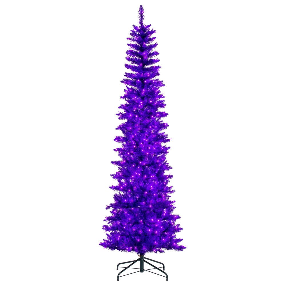 K242966LED 6.5 ft. x 28 in. Purple Pencil Artificial Pre-Lit Christmas Tree with 400 Dura-Lit Purple LED Mini Lights