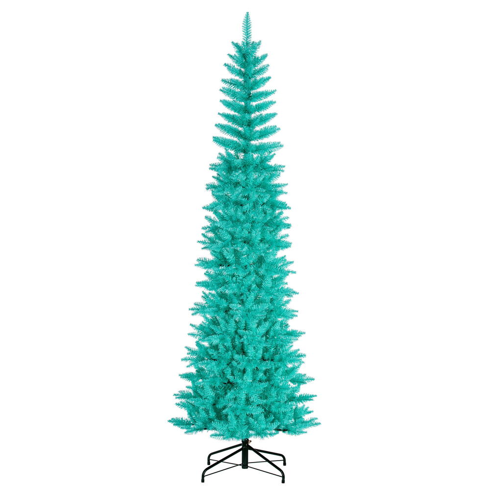 K243980 8.5 ft. x 38 in. Aqua Pencil Artificial Unlit Christmas Tree
