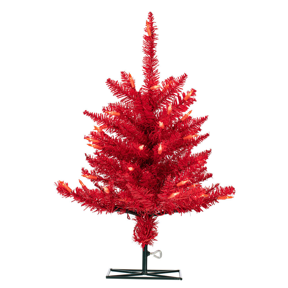 K161321LED 2 ft. x 20 in. Red Artificial Christmas Tree with 50 Red LED Lights