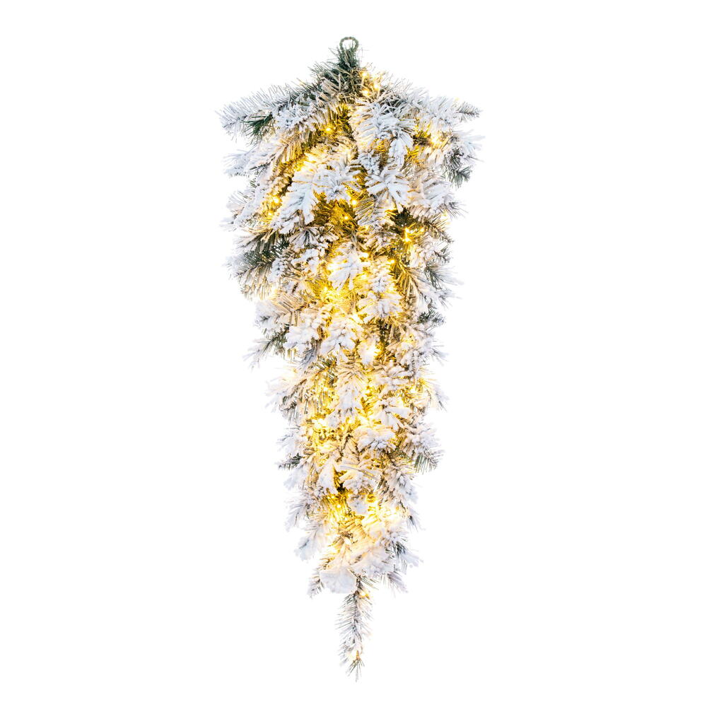 K232108LED 36 in. Frosted Glacier Pine Artificial Teardrop with LED Warm White Lights