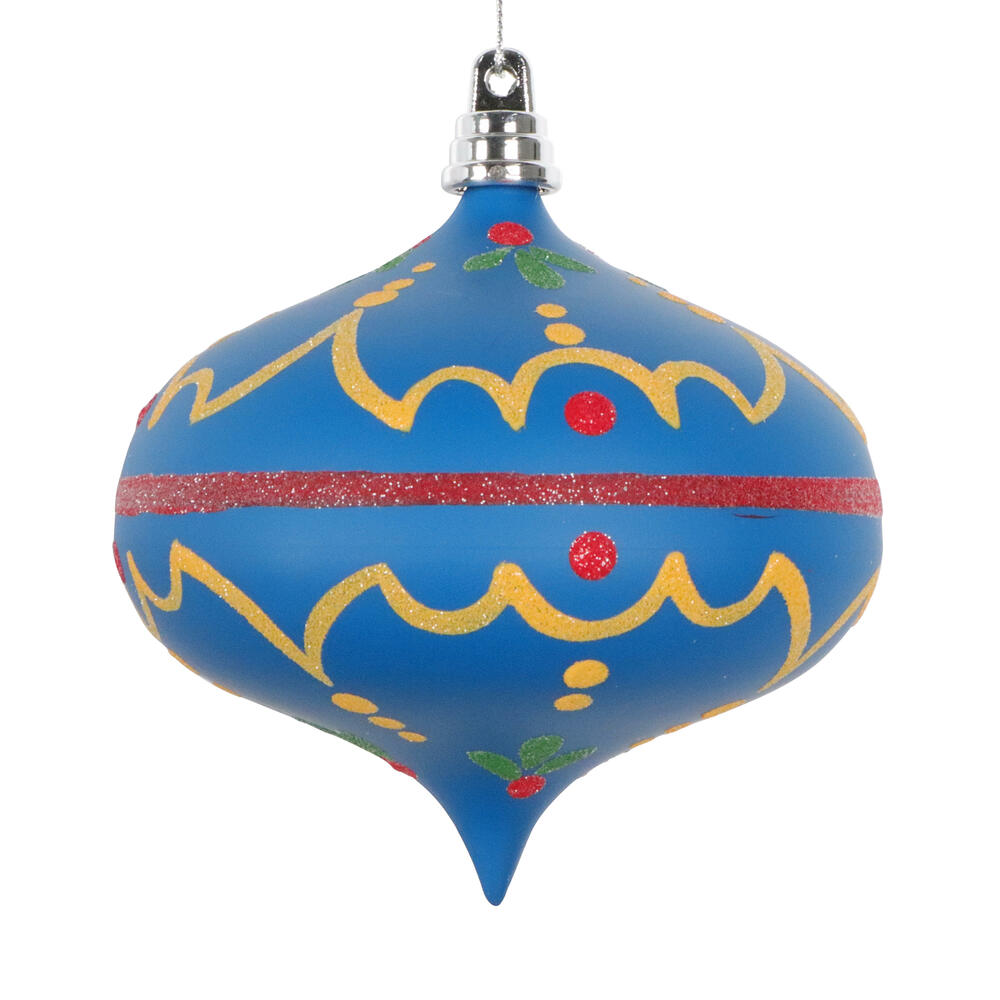 MT232041 4 in. Blue Hand-Painted Onion Ornament - 3 Piece