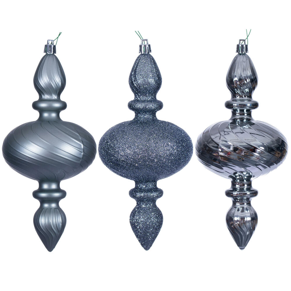 N230587D 8.2 in. Pewter Swirl Finial Ornament Assortment