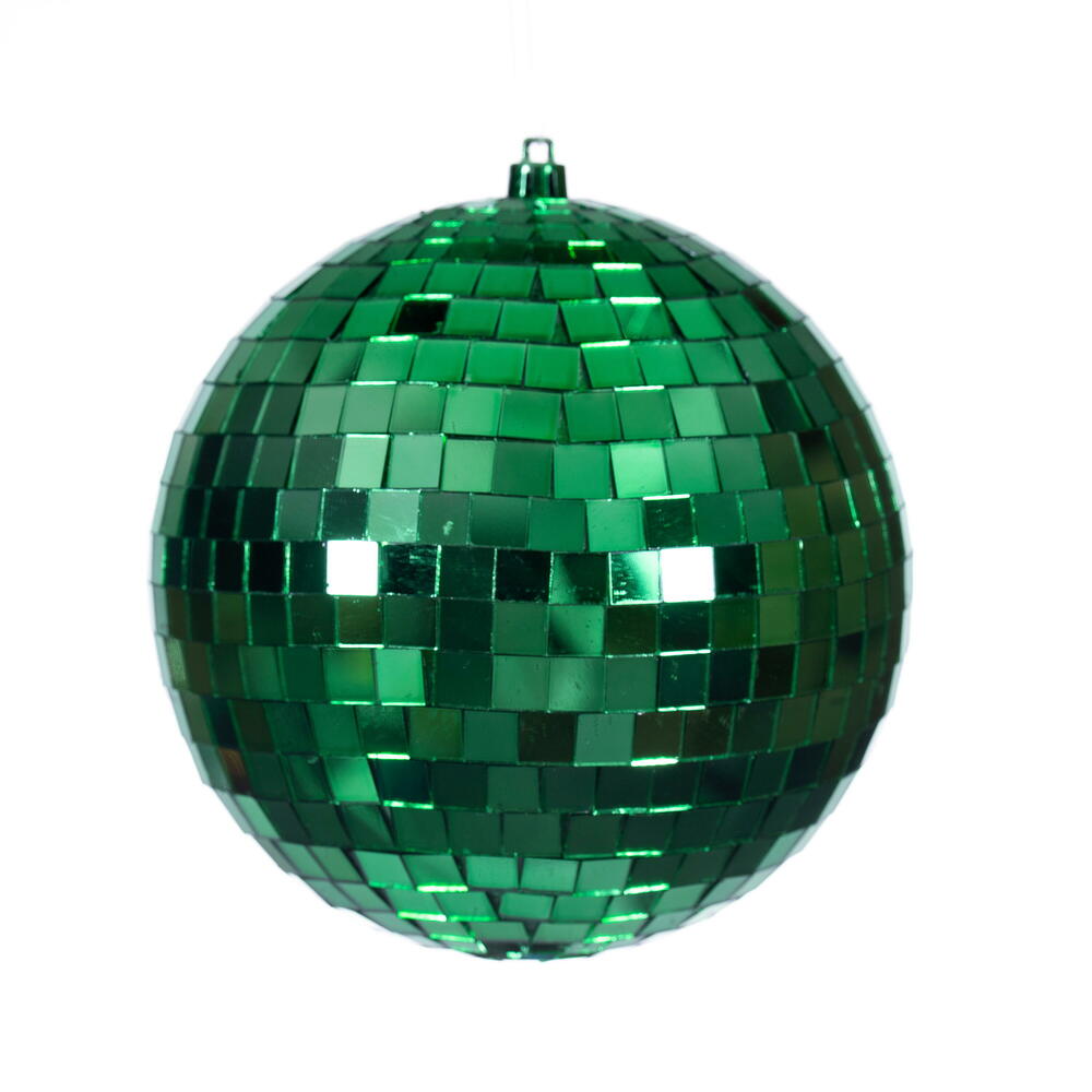 N233204D 4.75 in. Green Mirror Ball Ornament - 4 Per Bag