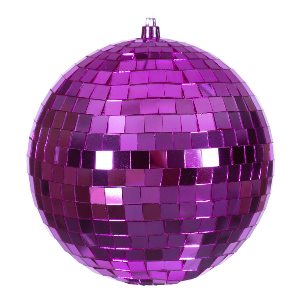 N233370D 6 in. Fuchsia Mirror Ball Ornament - 4 Per Bag