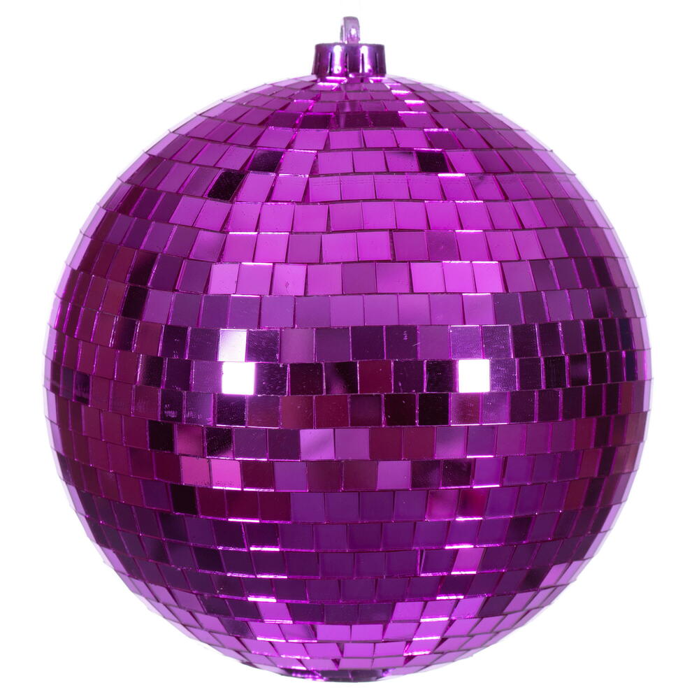 N233470D 8 in. Fuchsia Mirror Ball Ornament