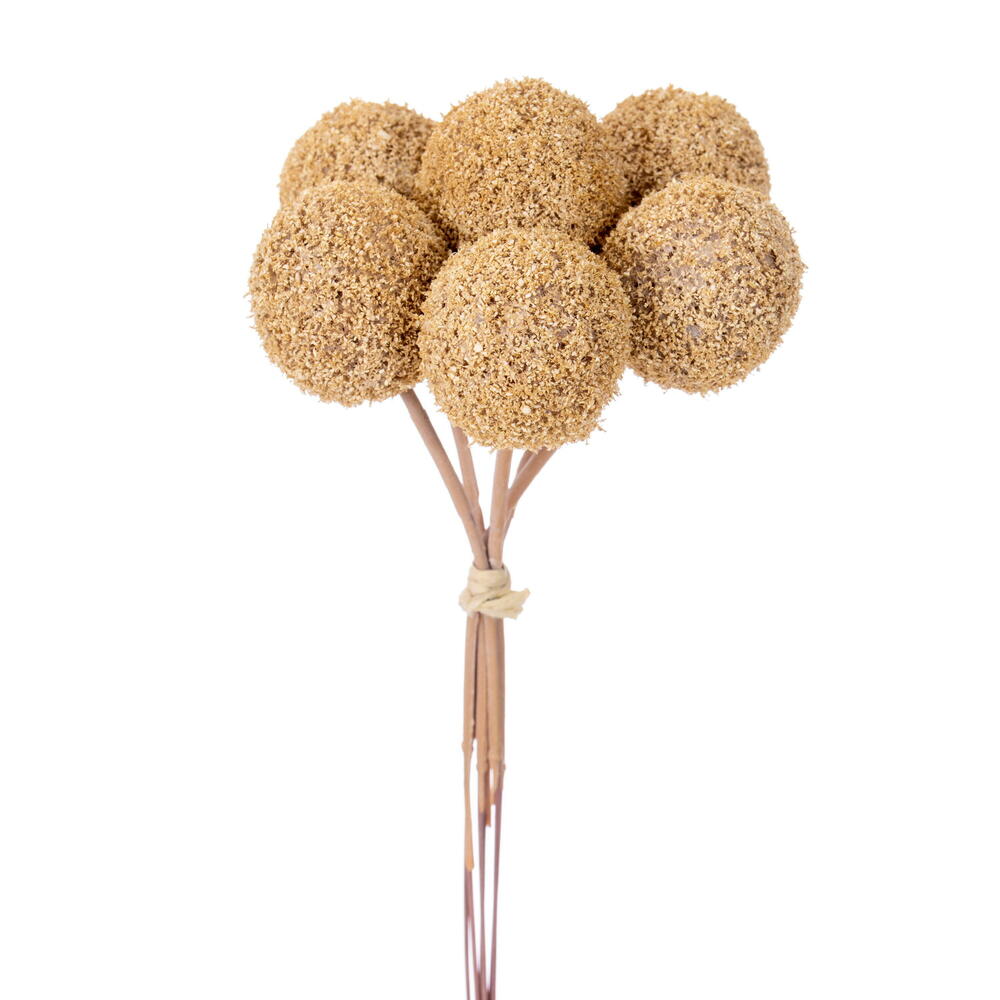 FNT236876 7 in. Brown & Yellow Billy Buttons Stem - Bag of 6