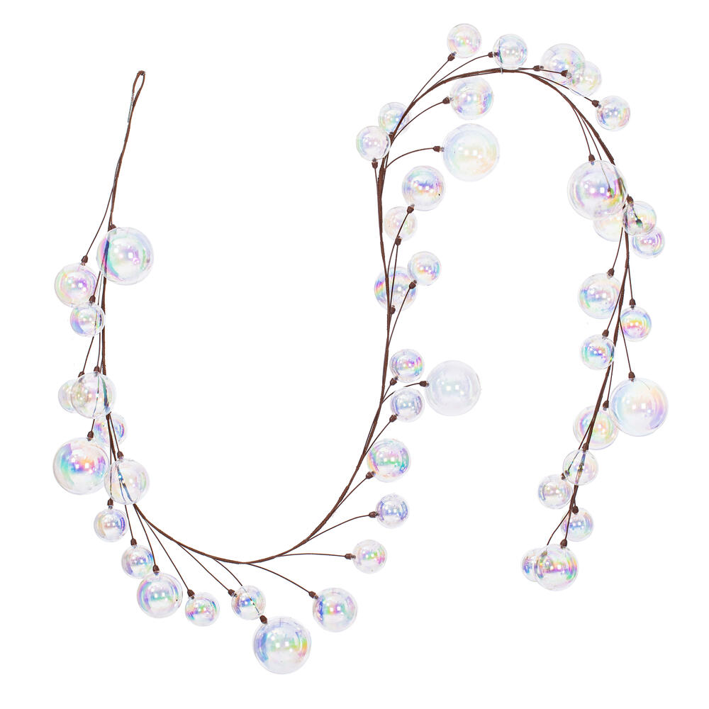N222700 10 ft. Clear Iridescent Branch Ball Wire Garland