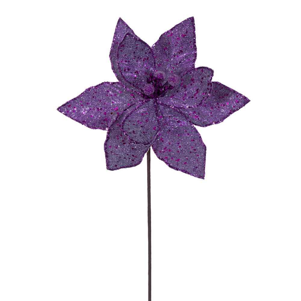 RG231126 21.5 in. Plum Sequin Poinsettia - 6 Piece