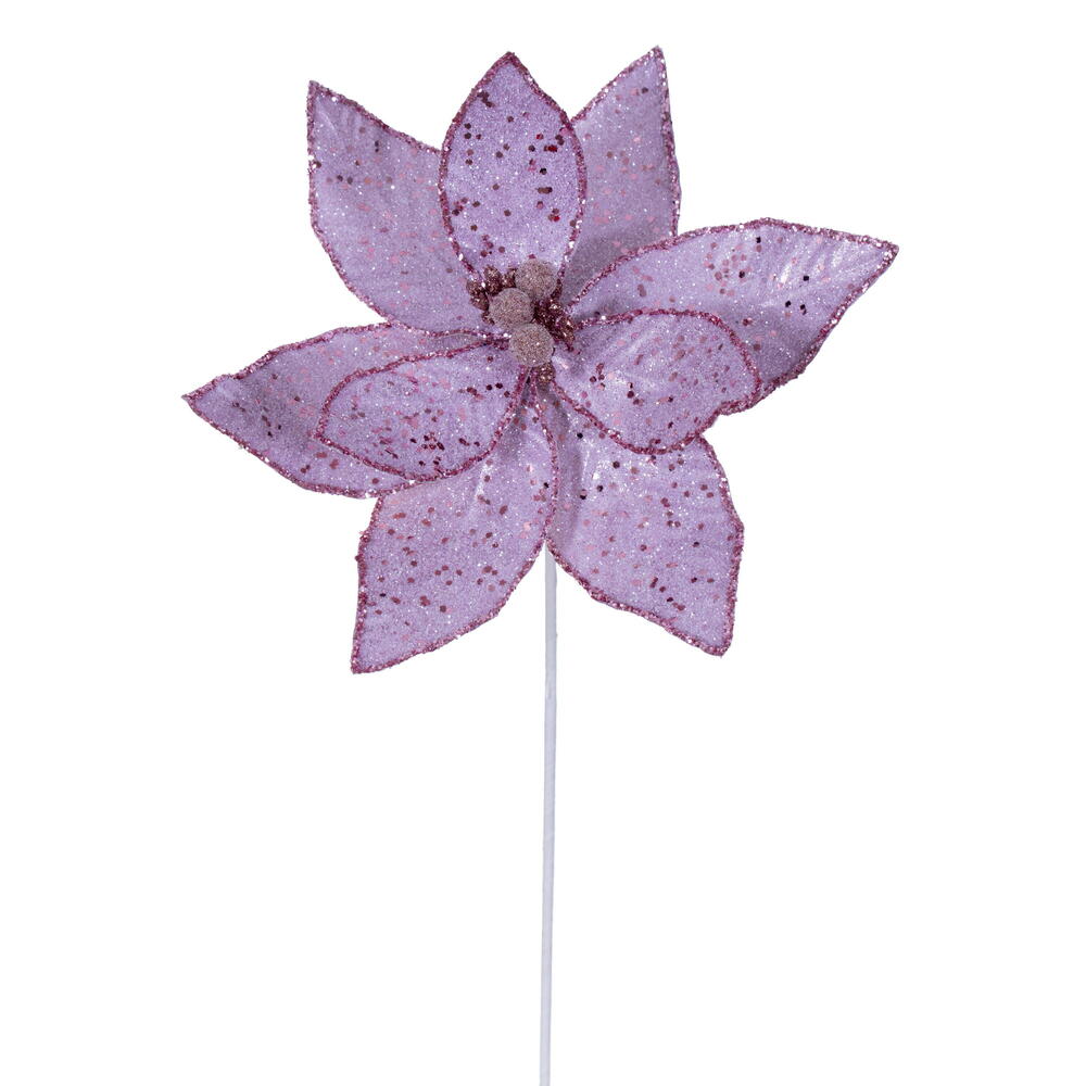 RG231179 21.5 in. Pink Sequin Poinsettia - 6 Piece