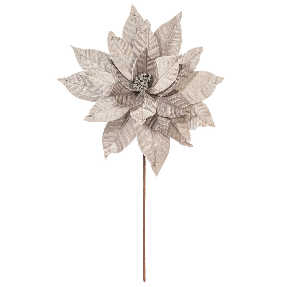 RG233107 21.5 in. Silver Poinsettia Stem - 2 Piece