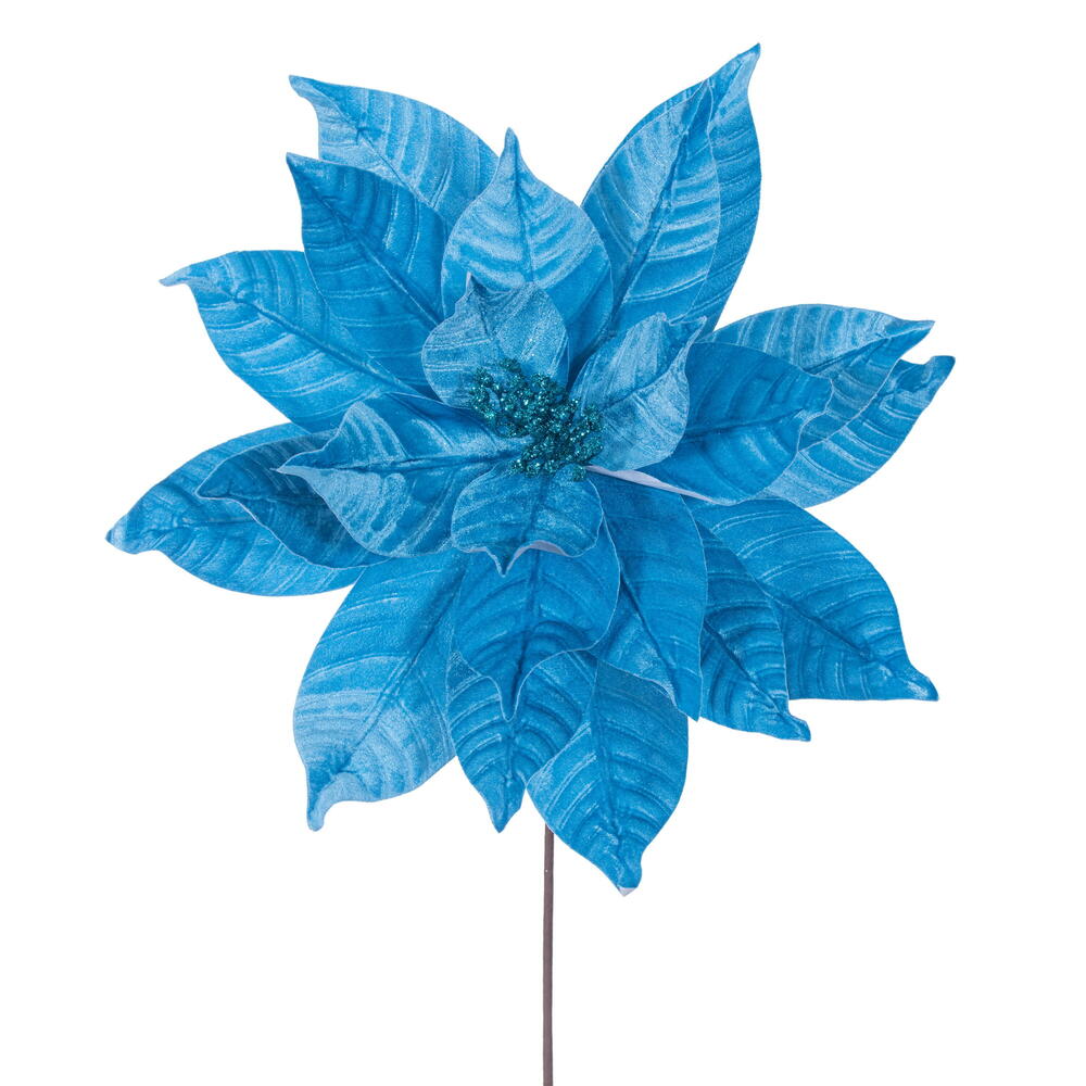 RG233112 21.5 in. Turquoise Poinsettia Stem - 2 Piece