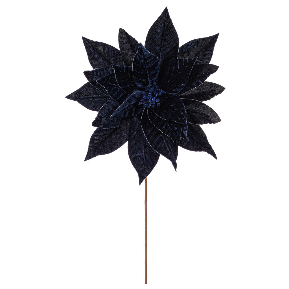 RG233131 21.5 in. Midnight Blue Poinsettia Stem - 2 Piece