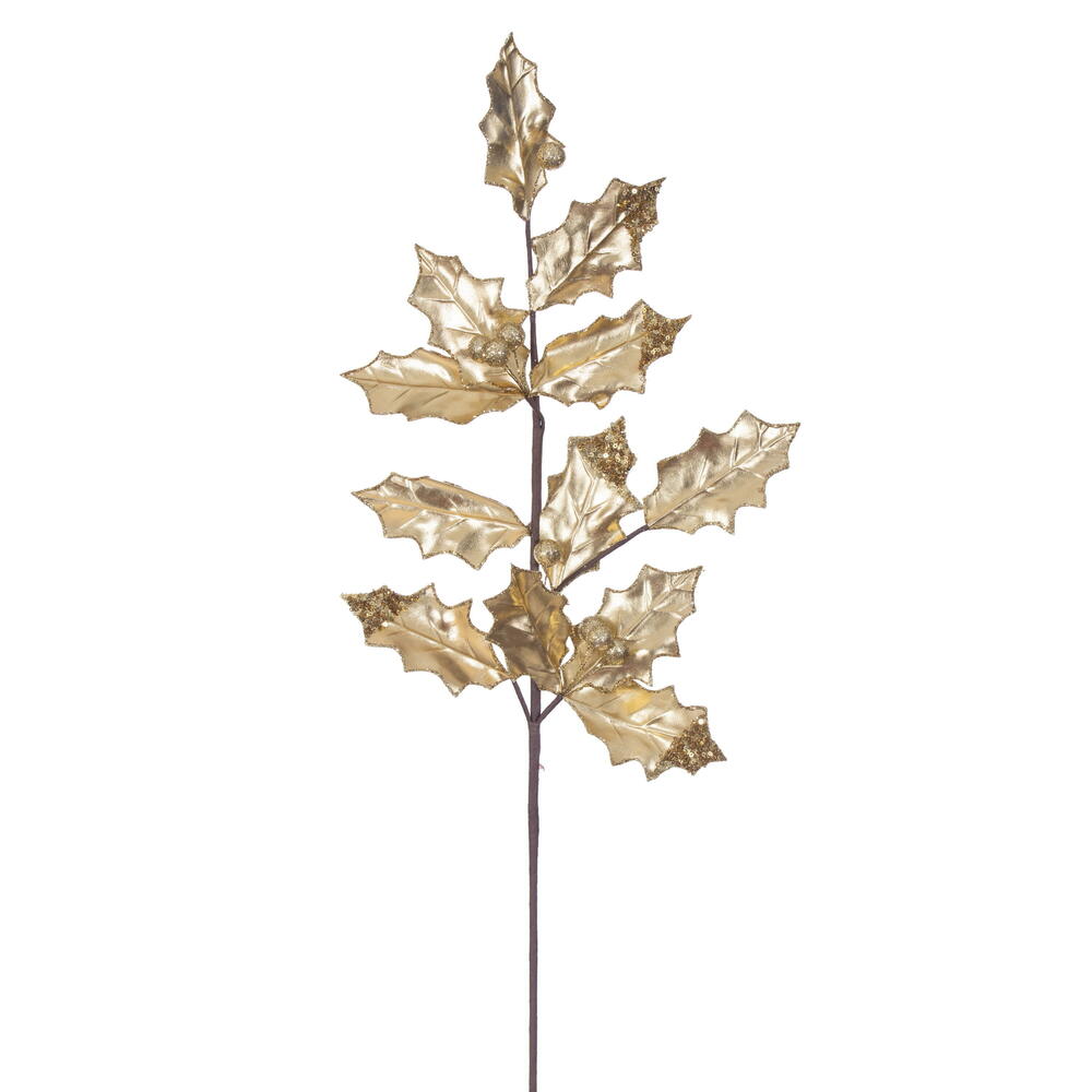 RG235108 28 in. Gold Holly Leaf Spray - 6 Piece