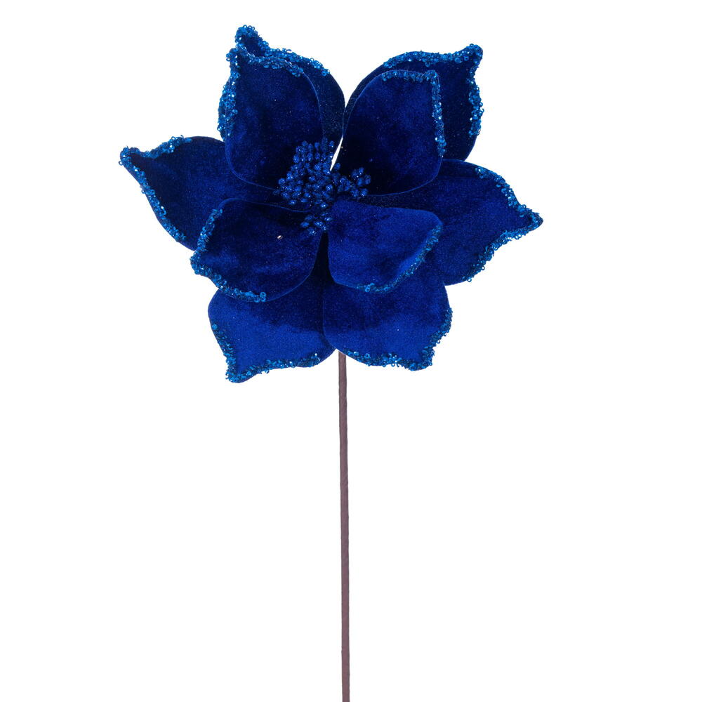 RG235902 21.5 in. Blue Poinsettia Stem - 6 Piece