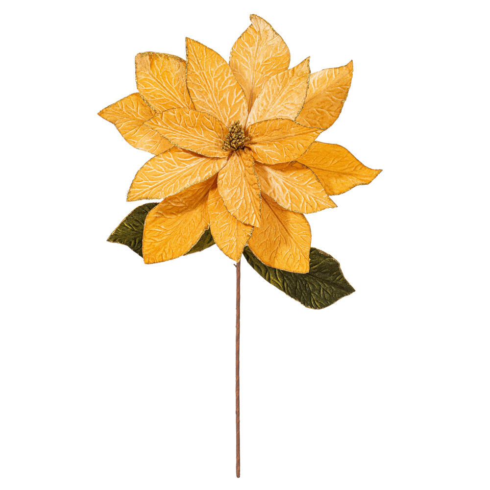 RG237708 27.5 in. Gold Poinsettia Stem - 2 Piece