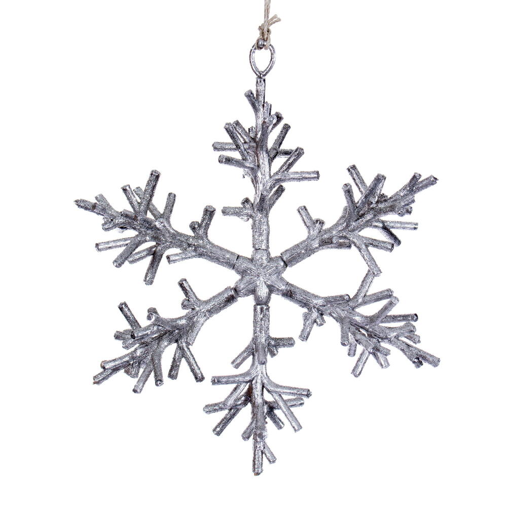 RV230407 6.5 in. Silver Twig Snowflake Ornament - 6 Piece
