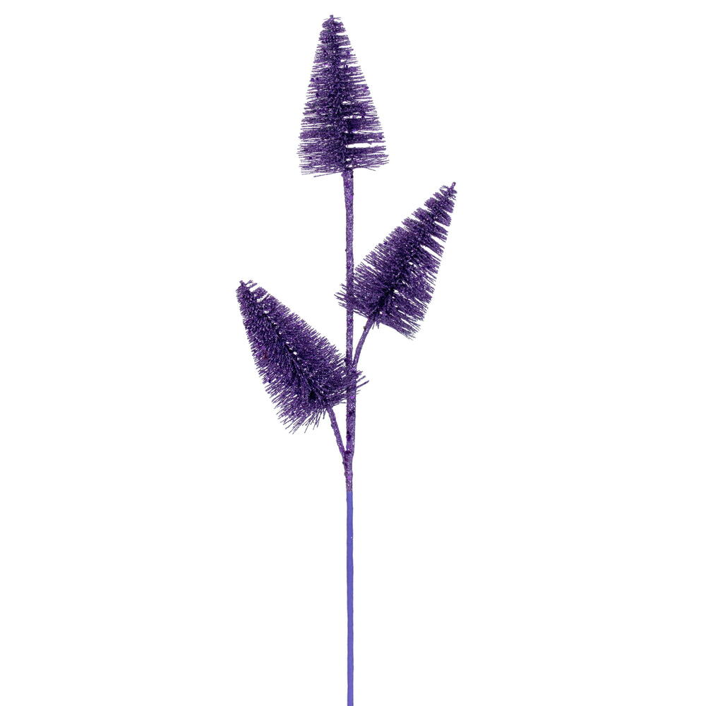RX230366 20 in. Artificial Purple Glitter Cone Tree Spray - 6 Piece