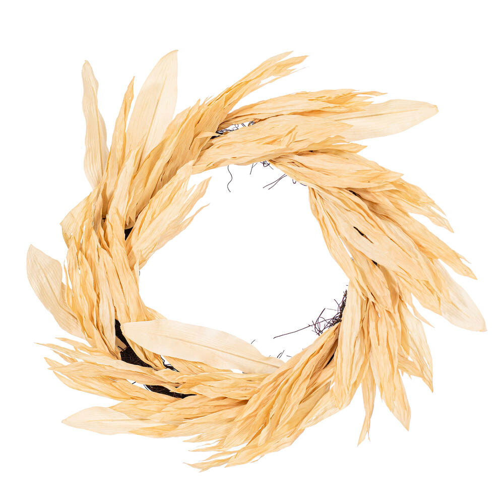 FQ236528 28 in. Artificial Cream Corn Husk Wreath