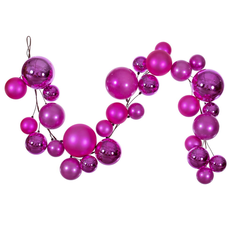 N240159 6 ft. Hot Pink Ball Branch Garland