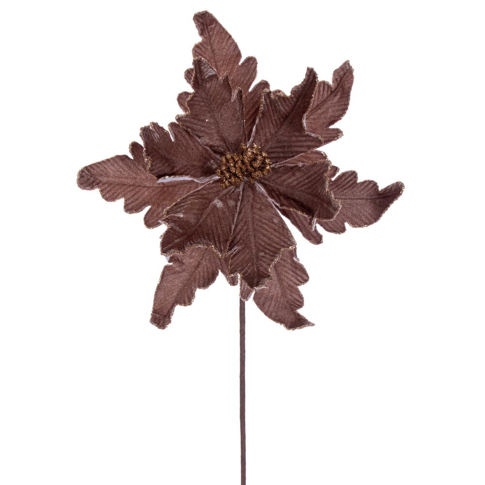 RG241576 13 x 20 in. Mocha Deluxe Velvet Poinsettia Stem