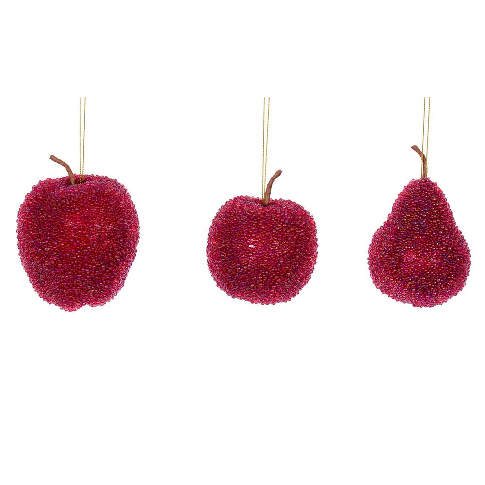 RX240103 3.5-4.5 in. Red Beaded Fruit - Pack of 3