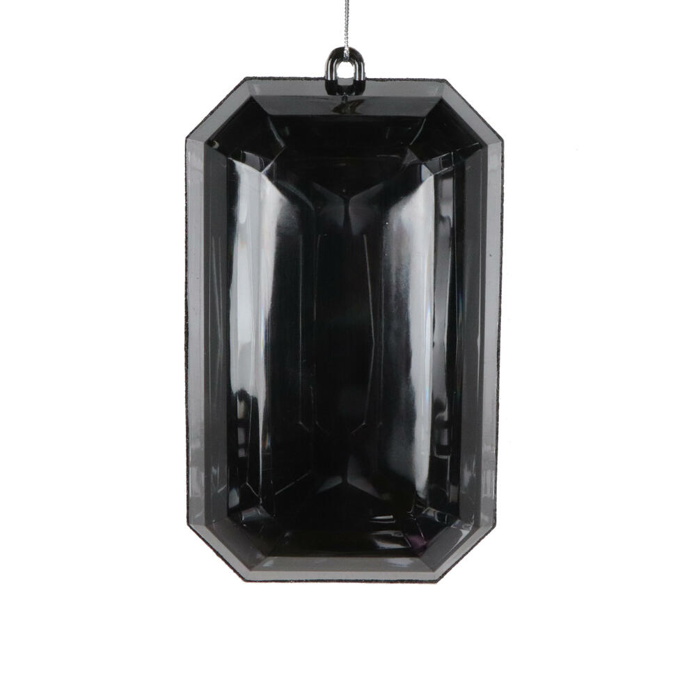 MT233017 8 in. Black Rectangle Jewel Glitter Ornament - 2 Piece