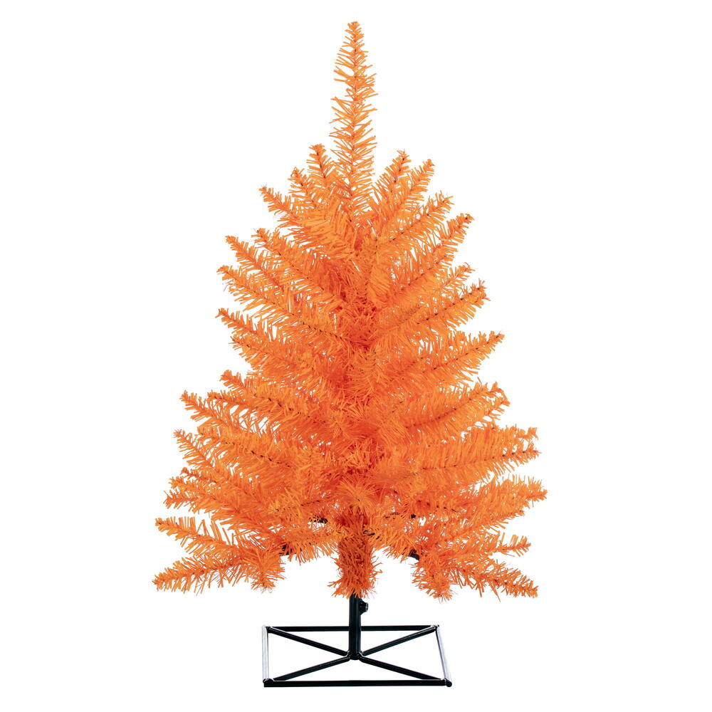 K162320 2 ft. x 20 in. Orange Artificial UnLit Christmas Tree with 84 PVC Tips & Plastic Tree Stand