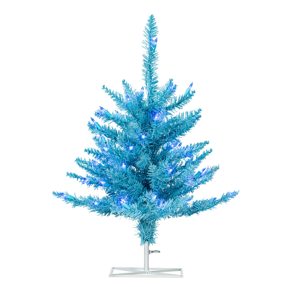 K164221LED 2 ft. x 20 in. Sky Blue Artificial Christmas Tree with 50 Sky Blue LED Lights