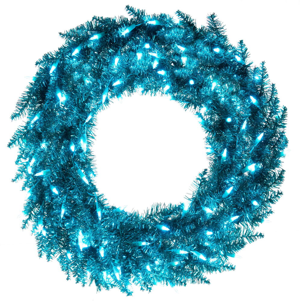 K234225LED Aqua Fir Wreath - 24 in.