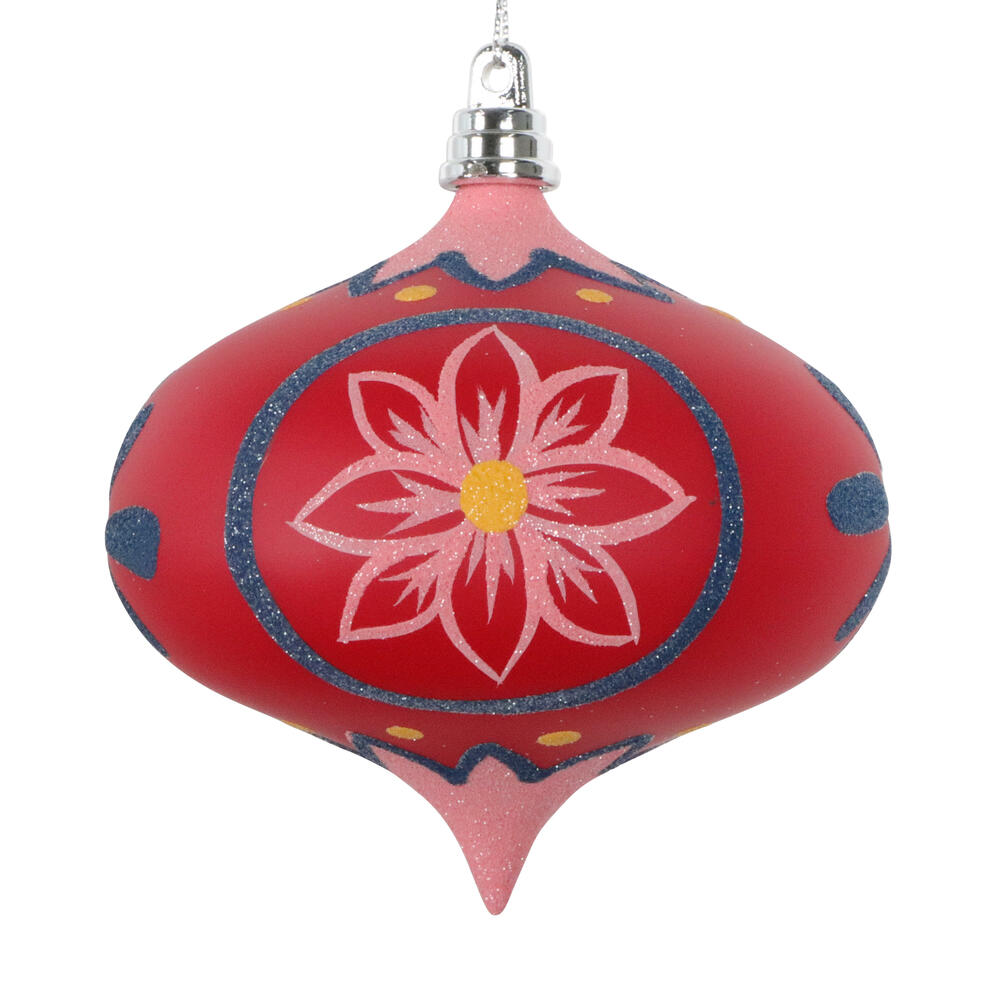 MT232021 4 in. Red Hand-Painted Onion Ornament - 3 Piece