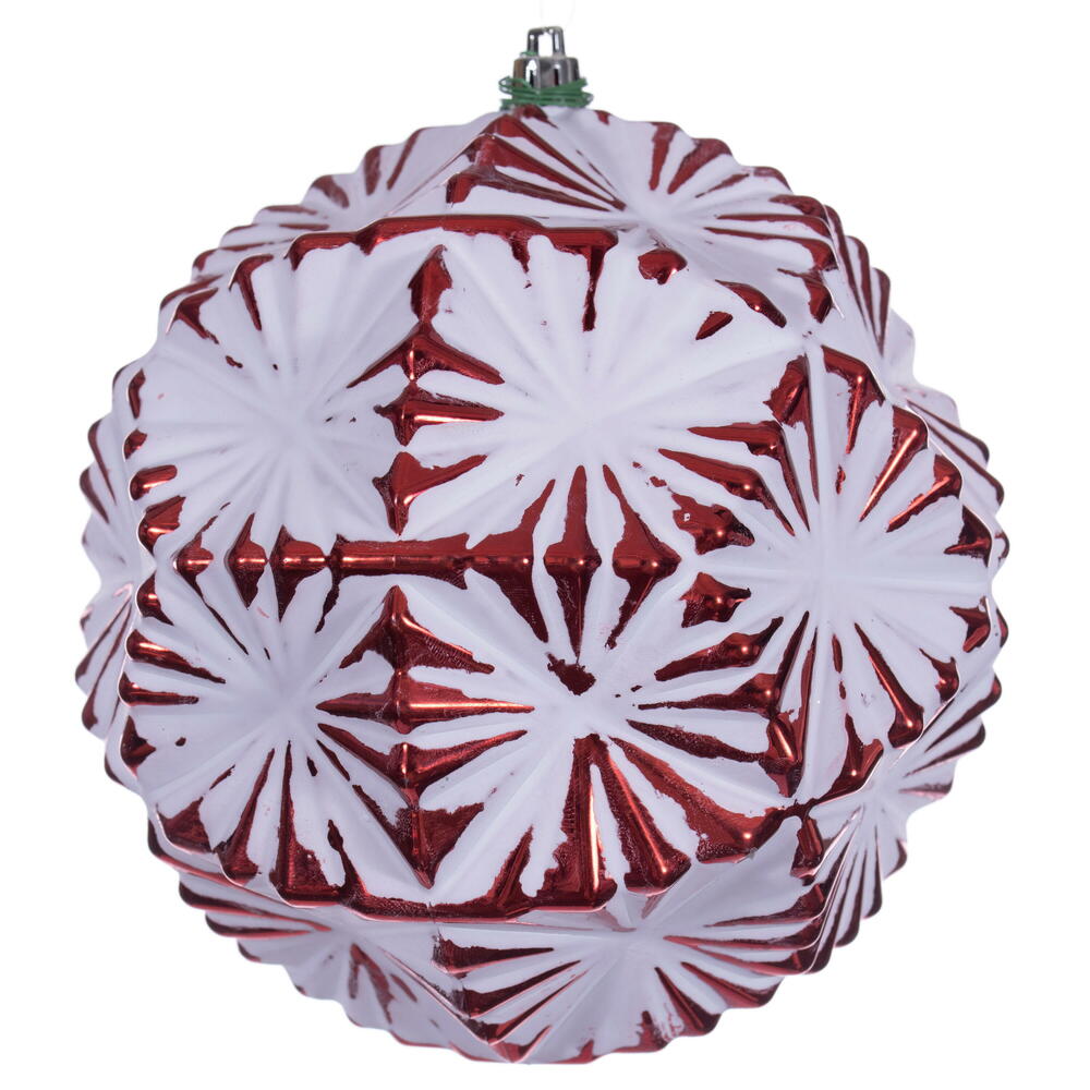 N232103D 6 in. Red Etch Prism White Brush Ornament Set - 4 Piece