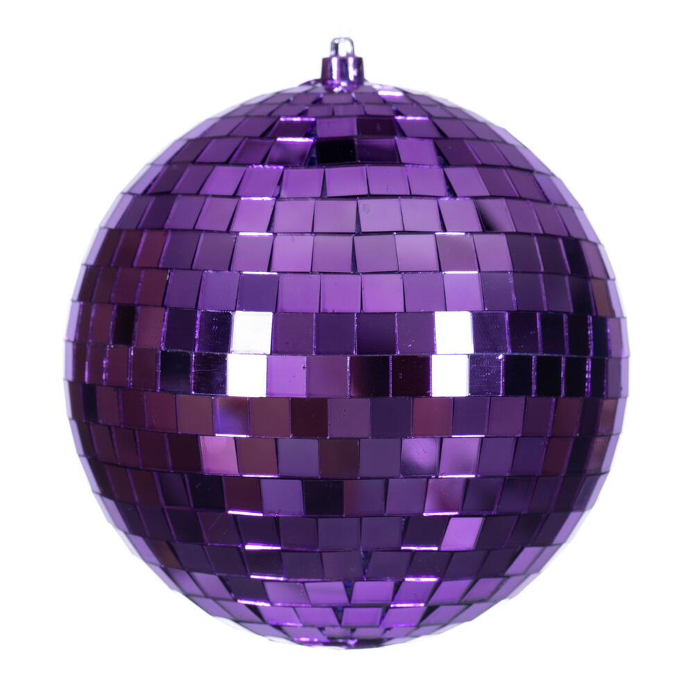 N233366D 6 in. Purple Mirror Ball Ornament - 4 Per Bag