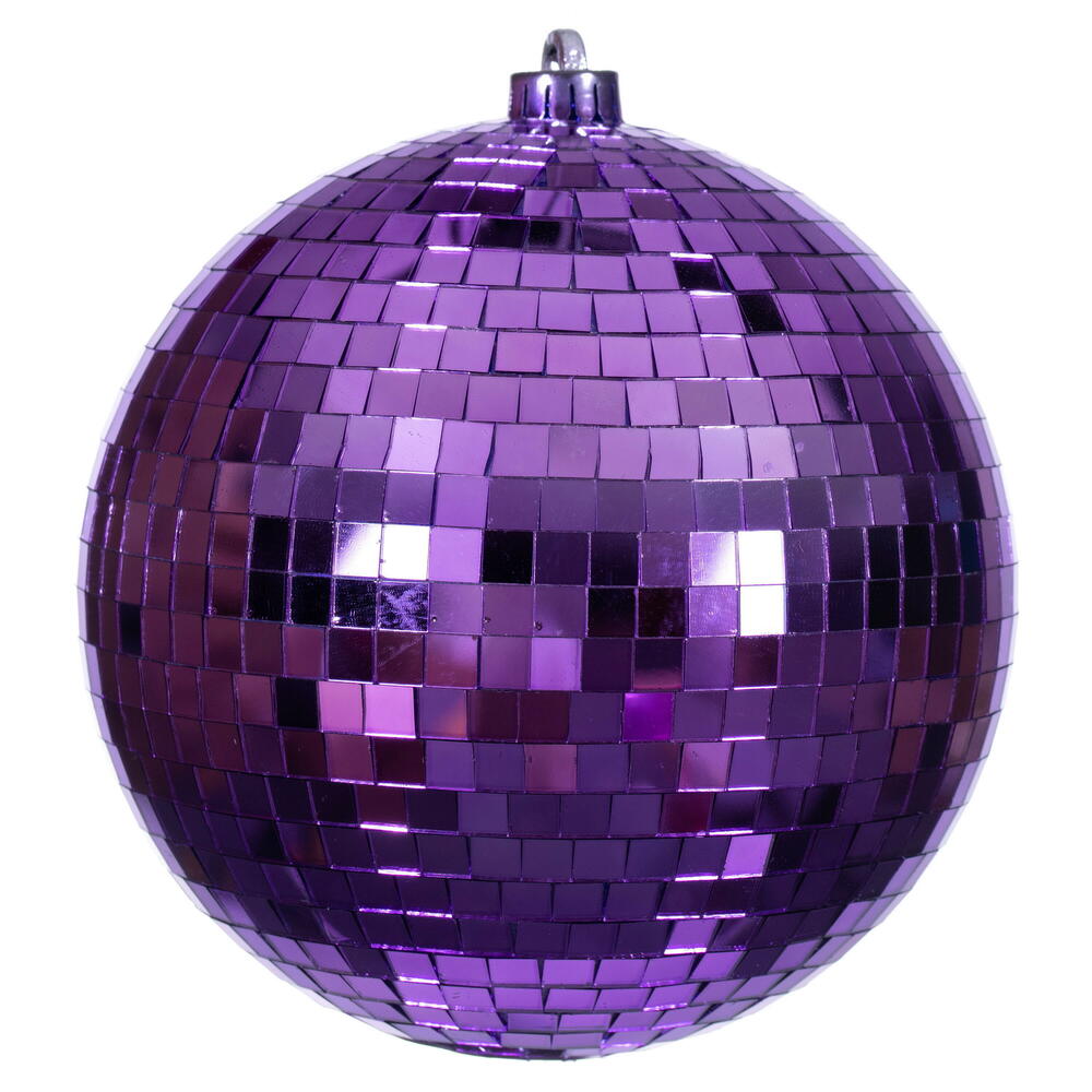 N233466D 8 in. Purple Mirror Ball Ornament