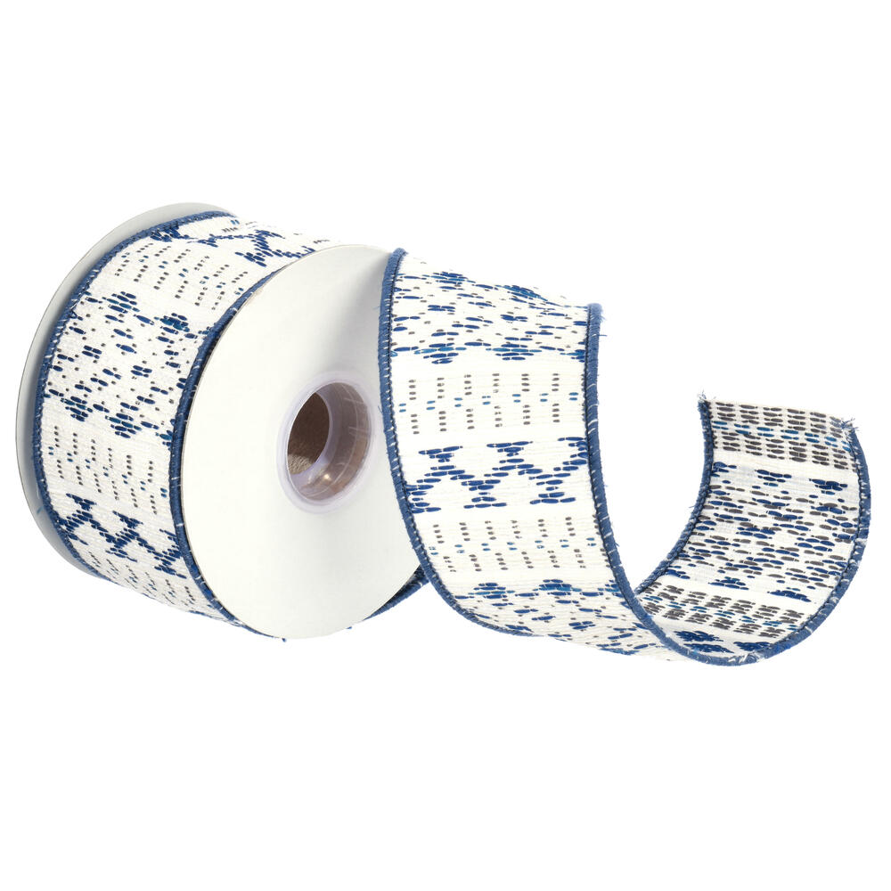 QR231705 2.5 in. Blue Jacquard Ribbon