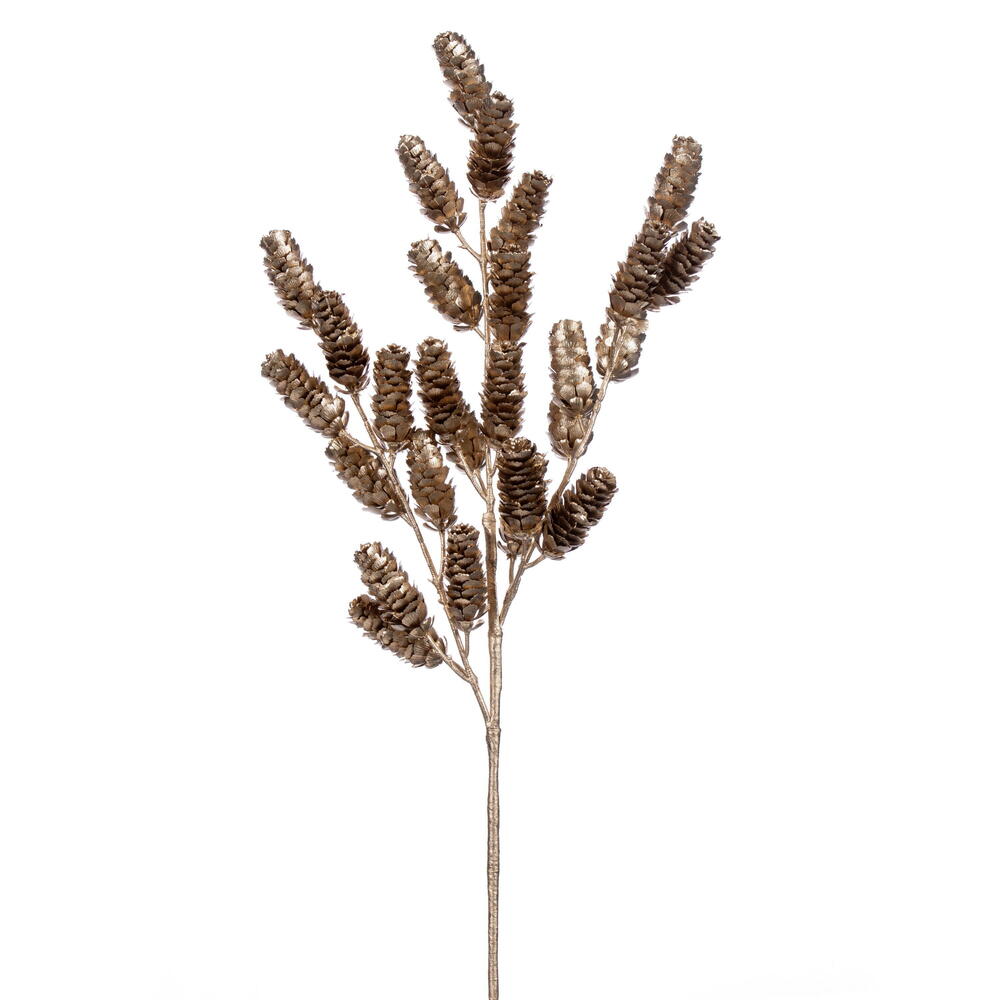 RK238408 26 in. Artificial Gold Pinecone Christmas Spray - 2 Piece