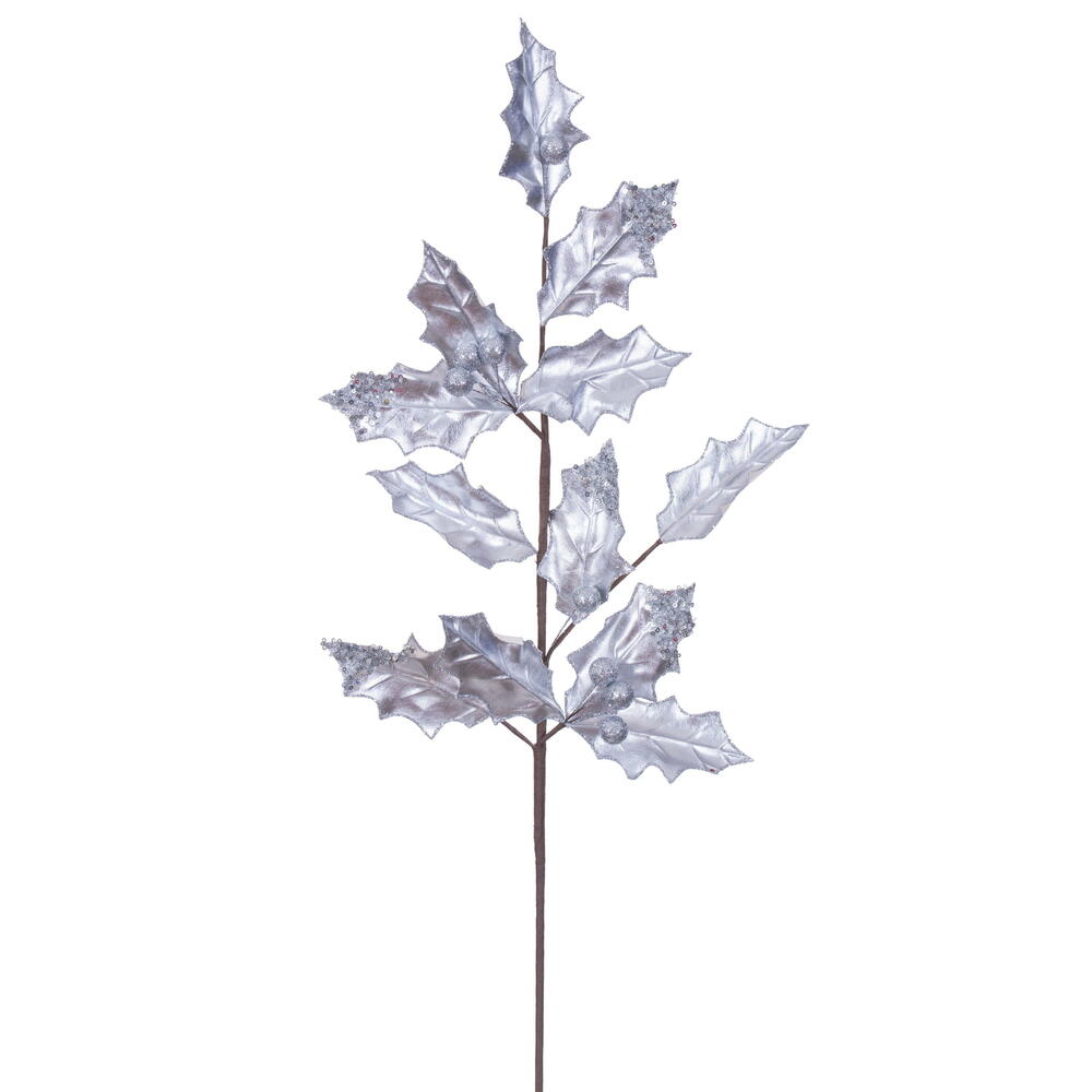 RG235107 28 in. Silver Holly Leaf Spray - 6 Piece