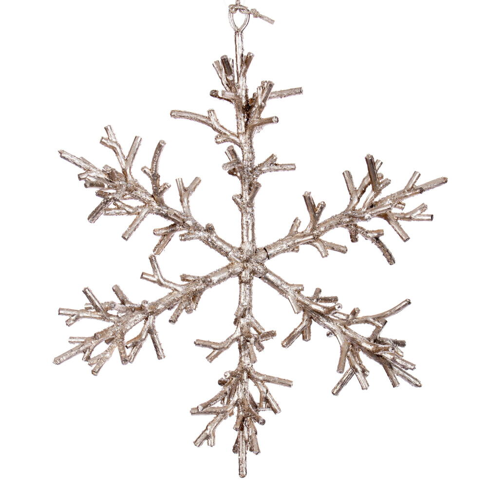 RV230538 9 in. Champagne Twig Snowflake Ornament - 3 Piece