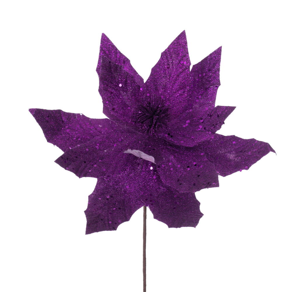 QG230926 14 in. Artificial Plum Poinsettia Stem - 6 Per Bag