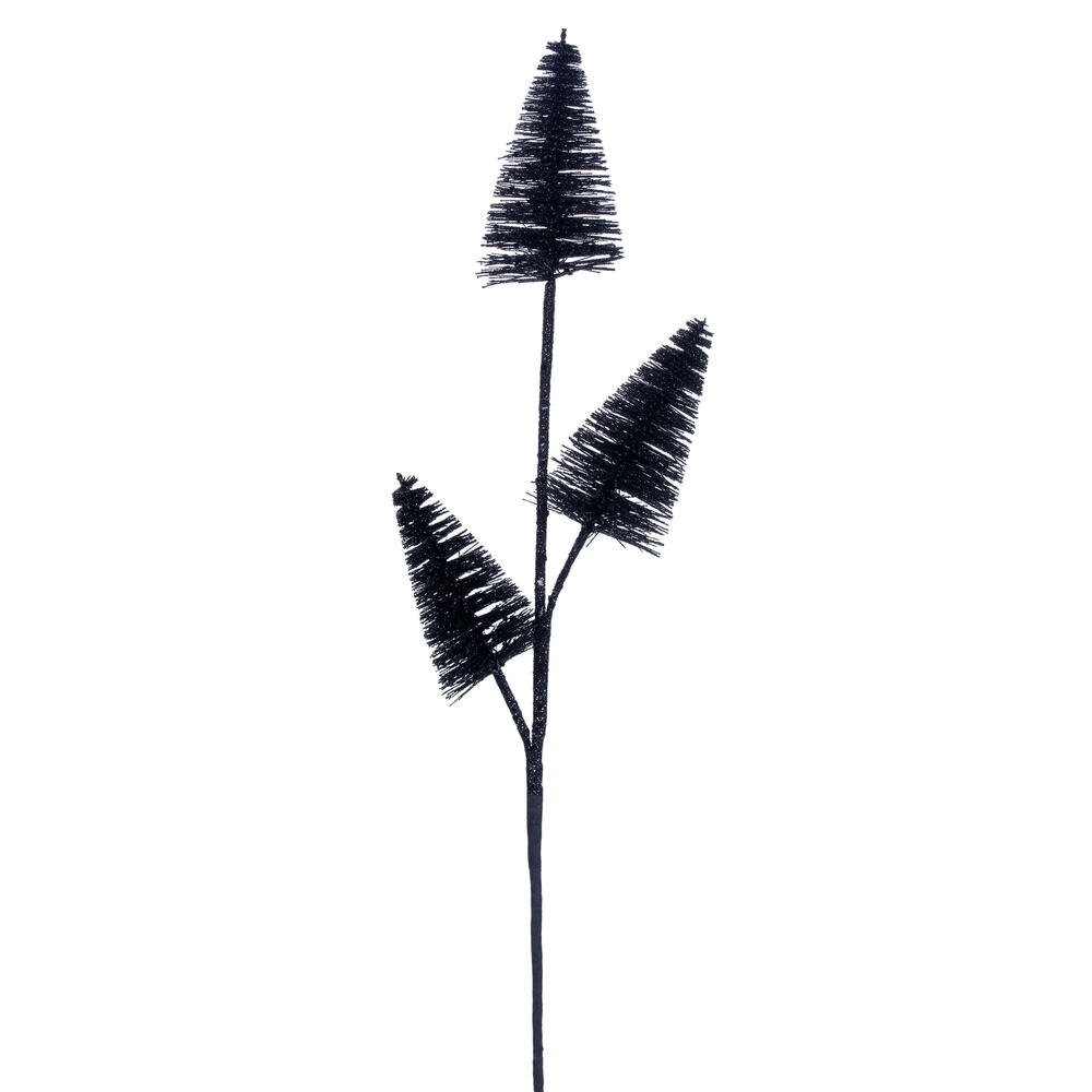 RX230317 20 in. Artificial Black Glitter Cone Tree Spray - 6 Piece