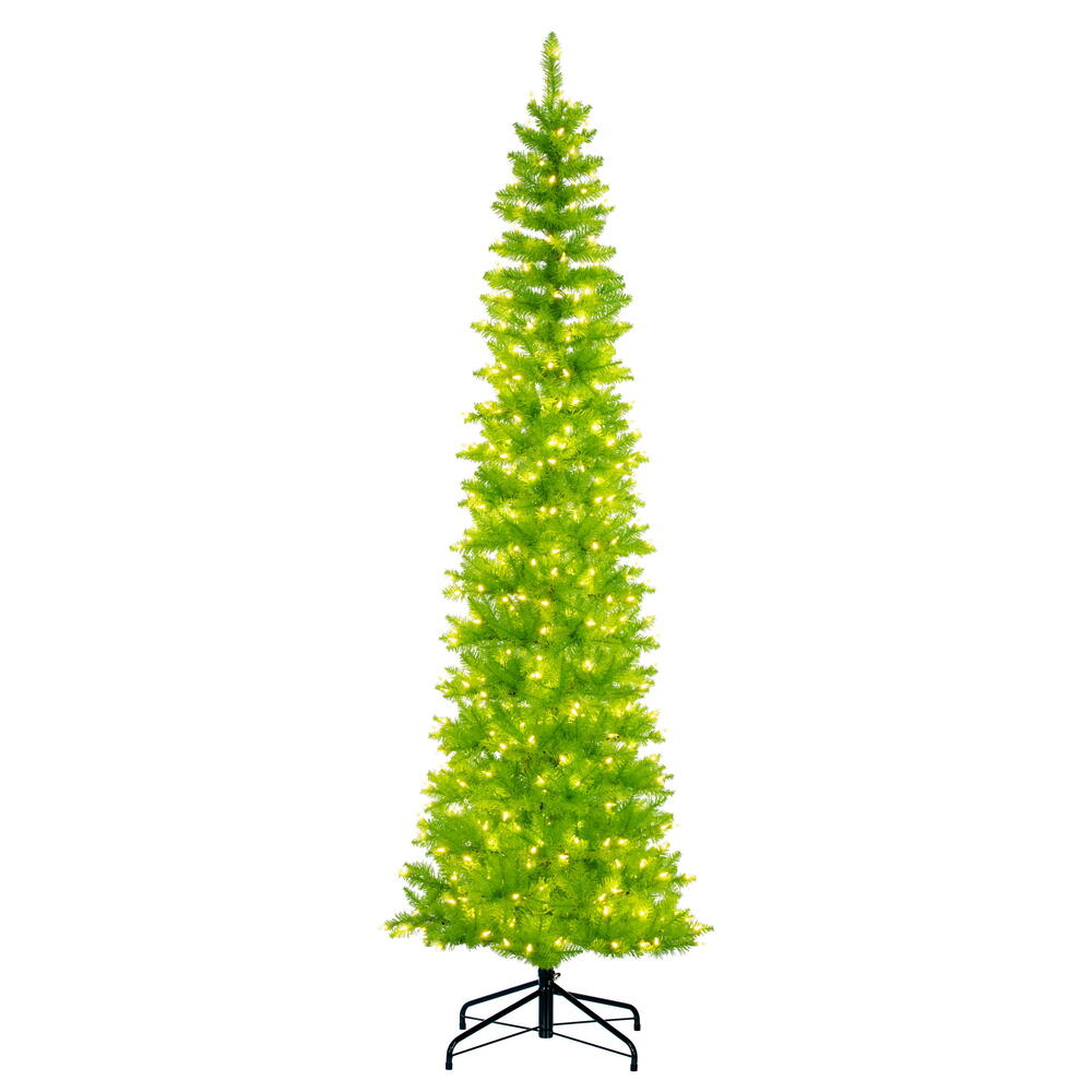 K242881LED 8.5 ft. x 38 in. Lime Pencil Artificial Pre-Lit Christmas Tree with 600 Dura-Lit Lime LED Mini Lights