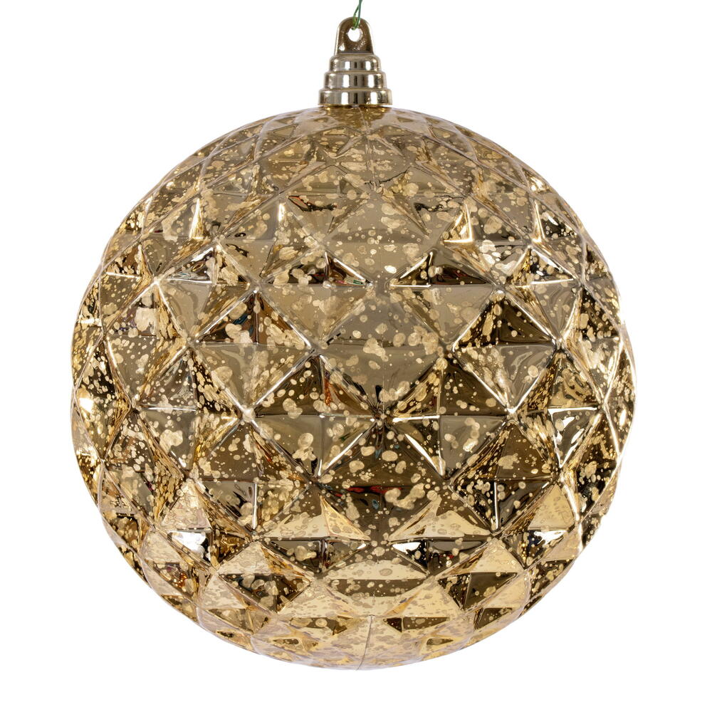 MC240508 8 in. Gold Diamond Mercury Ornament