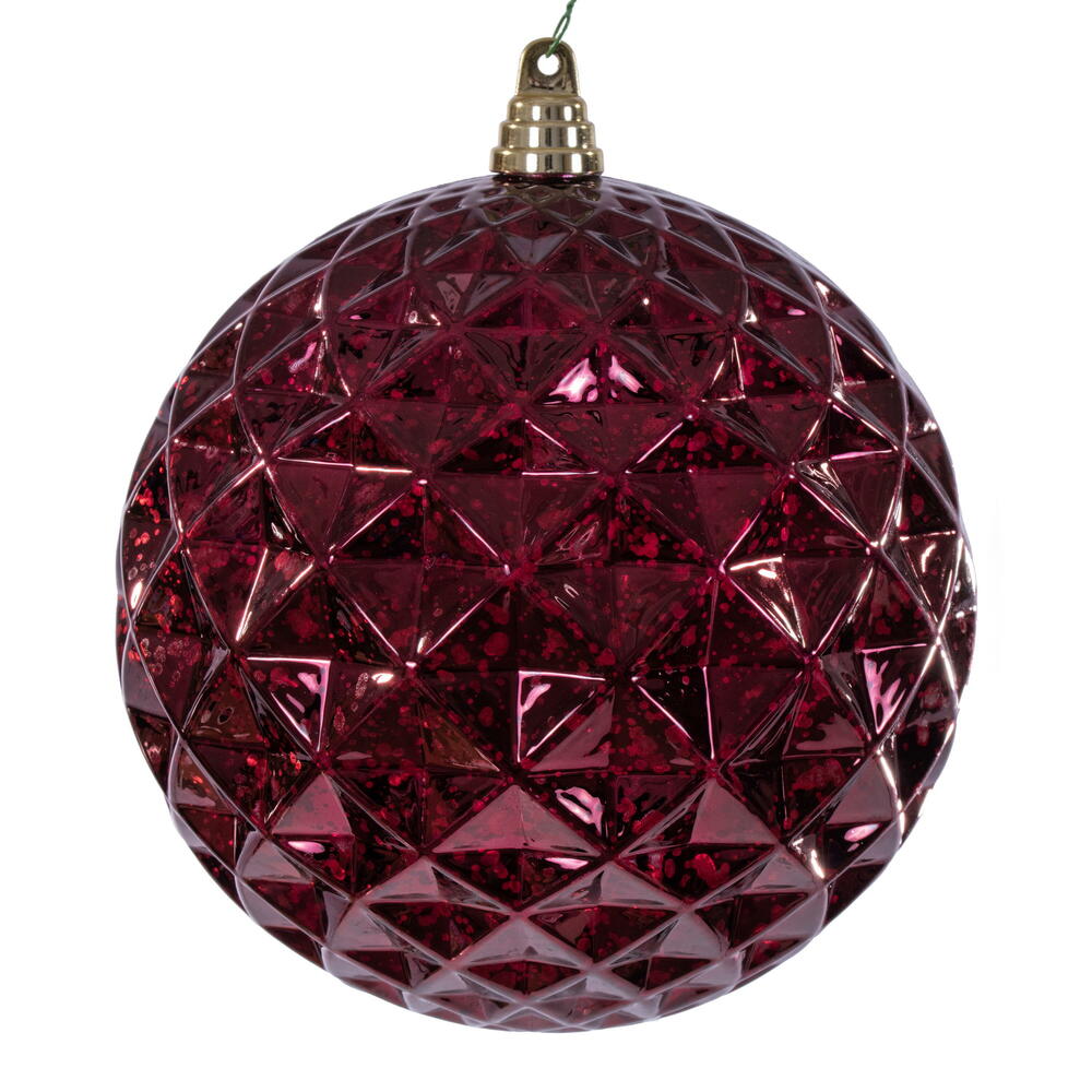 MC240565 8 in. Burgundy Diamond Mercury Ornament