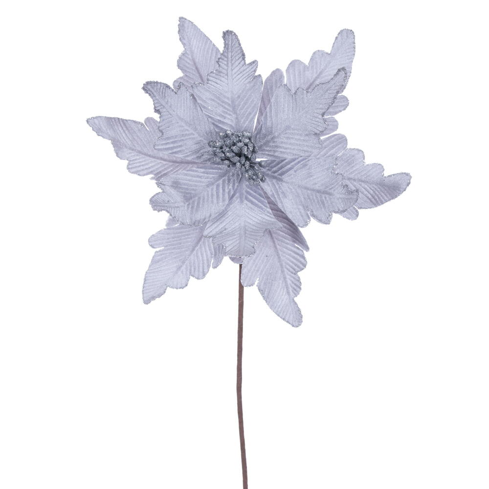 RG241507 13 x 20 in. Silver Deluxe Velvet Poinsettia Stem