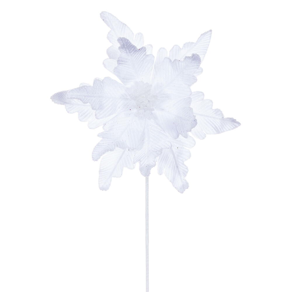 RG241511 13 x 20 in. White Deluxe Velvet Poinsettia Stem